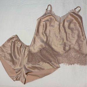 Victoria Secret Nude Lace Camisole and shorts set